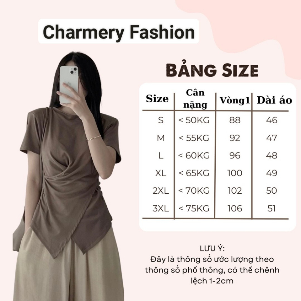 Áo Thun Xoắn Eo Cổ Tròn, Áo Cộc Tay Vạt Chéo Bigsize 80kg MA3116