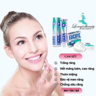 Bột trắng răng Eucryl combo kem đánh trắng răng bột đánh trắng răng tẩy mảng bám cao răng thơm miệng hết hôi miệng-