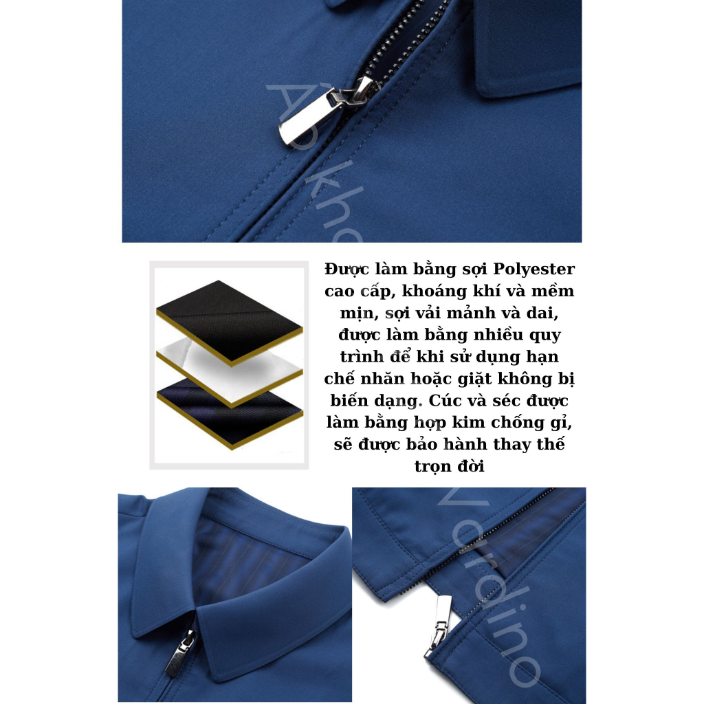 Áo khoác nam trung niên VARDINO cho bố 2 lớp vải nhẹ cao cấp có 2 túi trong, dáng suông và séc chống kẹt AK53,ak02,ak60