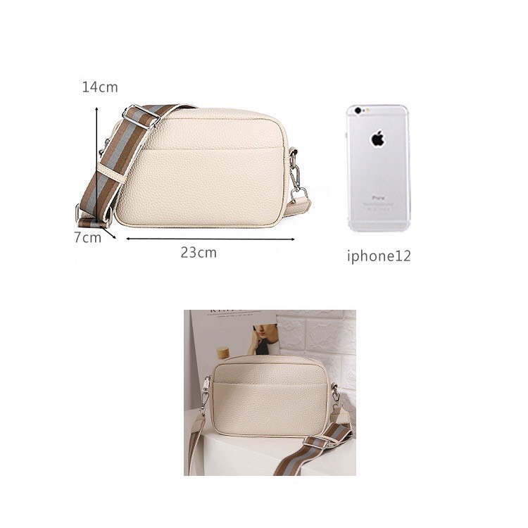 Túi đeo vai nữ hai màu đơn giản chất da mềm mã t74