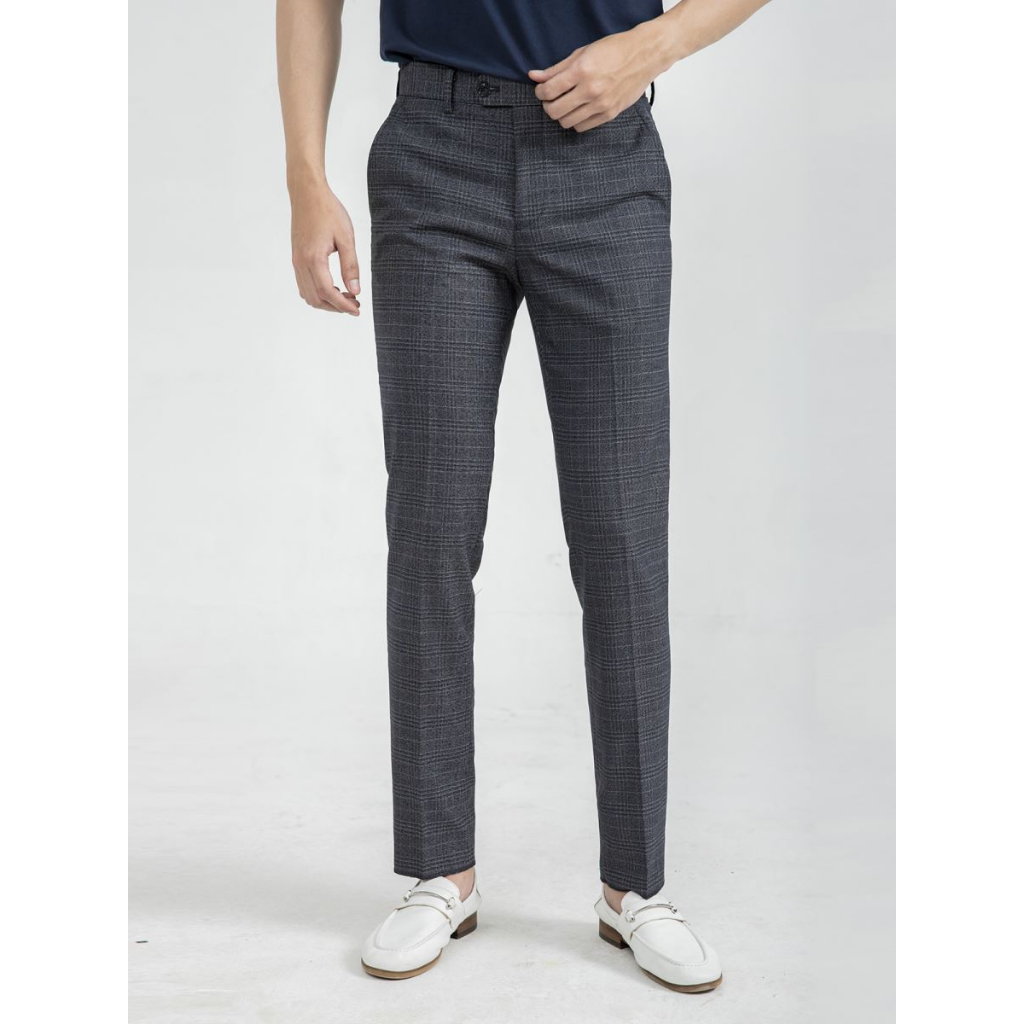 Quần âu nam Aristino họa tiết kẻ form slim co giãn nhẹ ATR01001