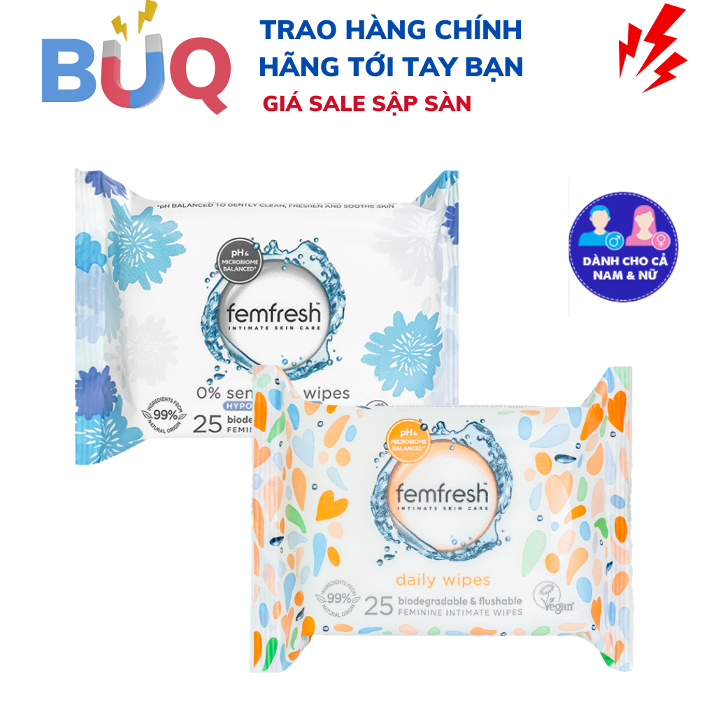 Khăn Ướt Vệ Sinh Vùng Kín Cao Cấp FemFresh 10 tờ/25 tờ/gói