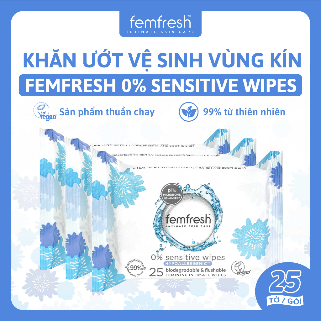 Khăn Ướt Vệ Sinh Vùng Kín Cao Cấp FemFresh 10 tờ/25 tờ/gói