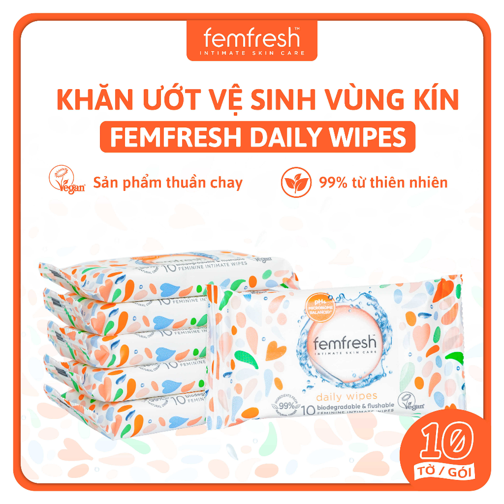 Khăn Ướt Vệ Sinh Vùng Kín Cao Cấp FemFresh 10 tờ/25 tờ/gói