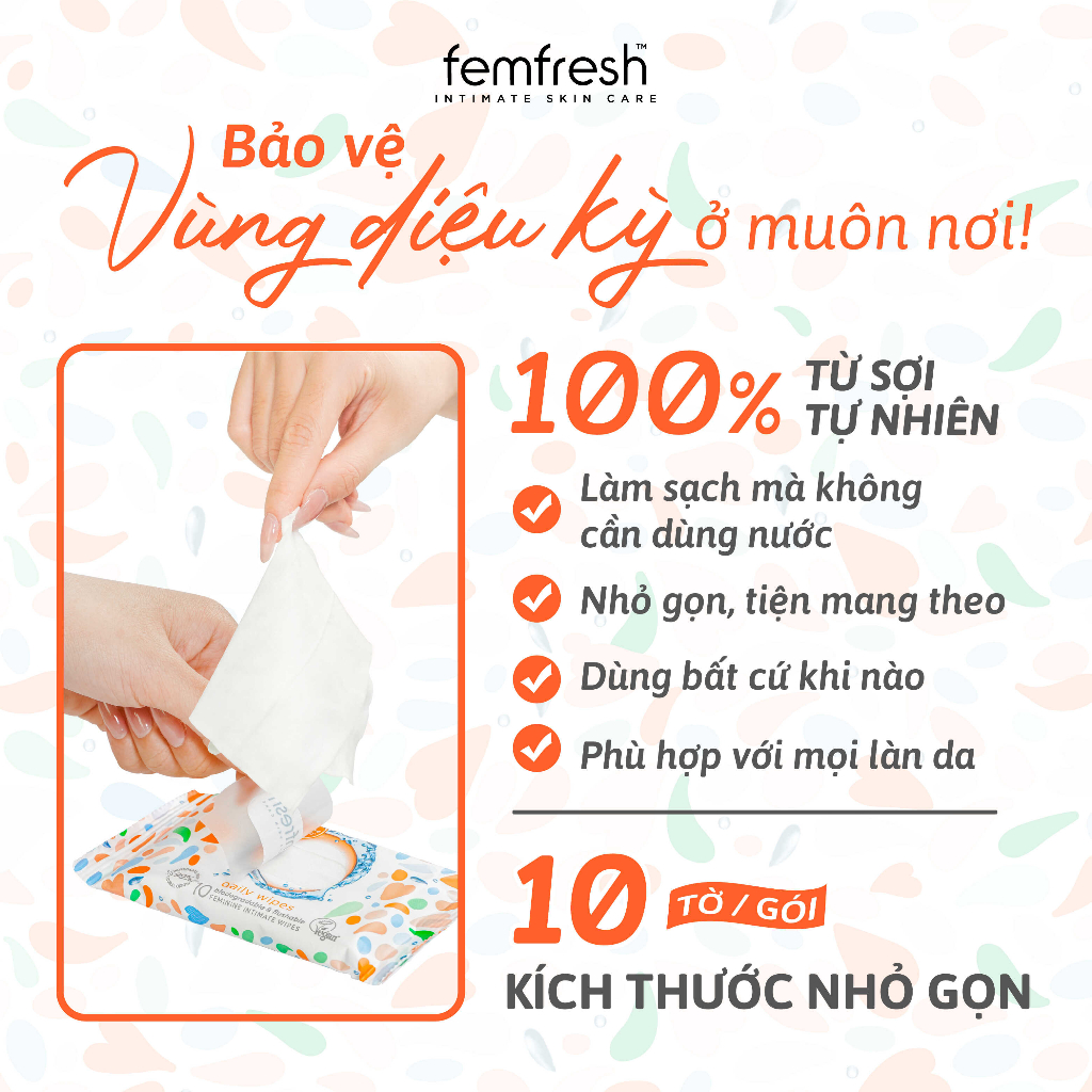 Khăn Ướt Vệ Sinh Vùng Kín Cao Cấp FemFresh 10 tờ/25 tờ/gói