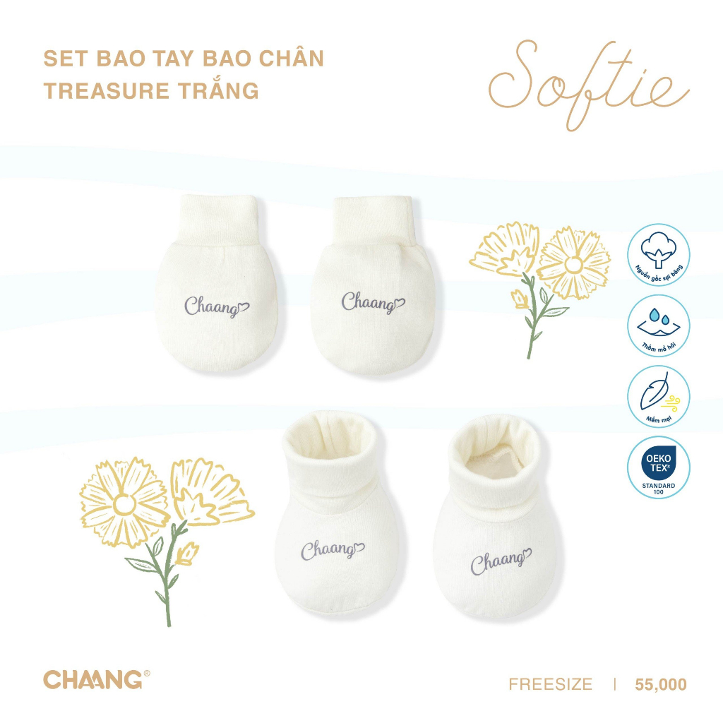 Chaang set bao tay bao chân Treasure bảo vệ em bé AW2023D10