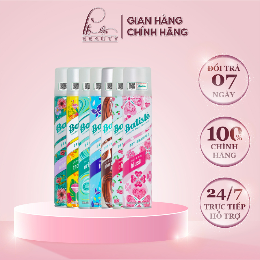 Dầu Gội Khô Batiste Dry Shampoo Hết Ngứa, Hết Bết Dính Tóc, Bồng Bềnh Tức Thì