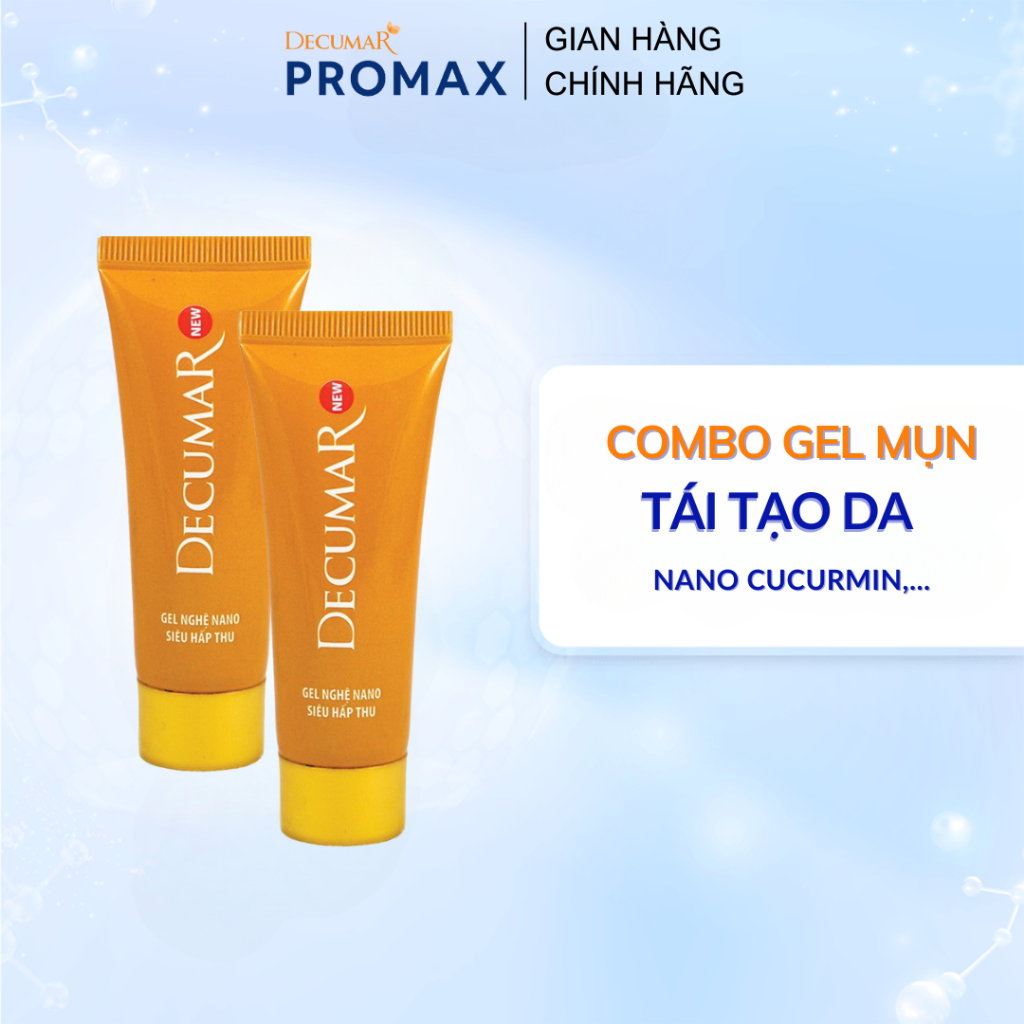 Combo 2 tuýp Decumar New Gel nghệ Nano siêu hấp thu Ngừa mụn, Giảm thâm sẹo, Kiểm soát nhờn 20g