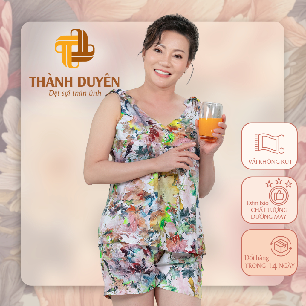 Đồ bộ Tole nữ mặc nhà Thành Duyên bông, sát nách, quần đùi thoáng mát, không rút - 1523SNĐ