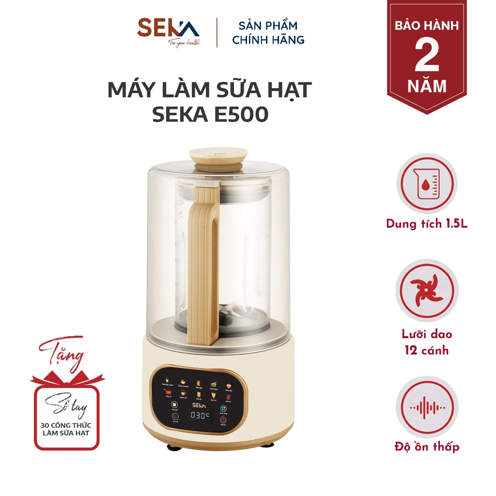 Máy làm sữa hạt đa năng SEKA E500 đa chức năng, máy làm sữa đậu nành chính hãng, bảo hành 12 tháng