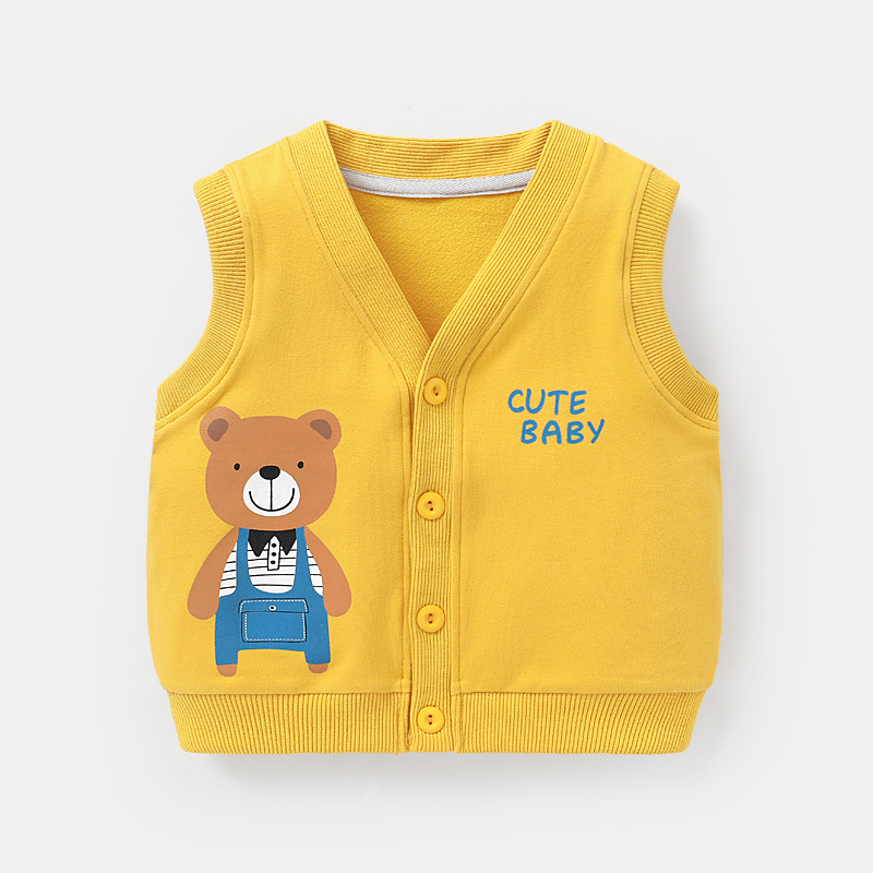 Áo ghile cài cúc cổ tim hình dễ thương chất da cá mặc thu đông cho bé trai bé gái