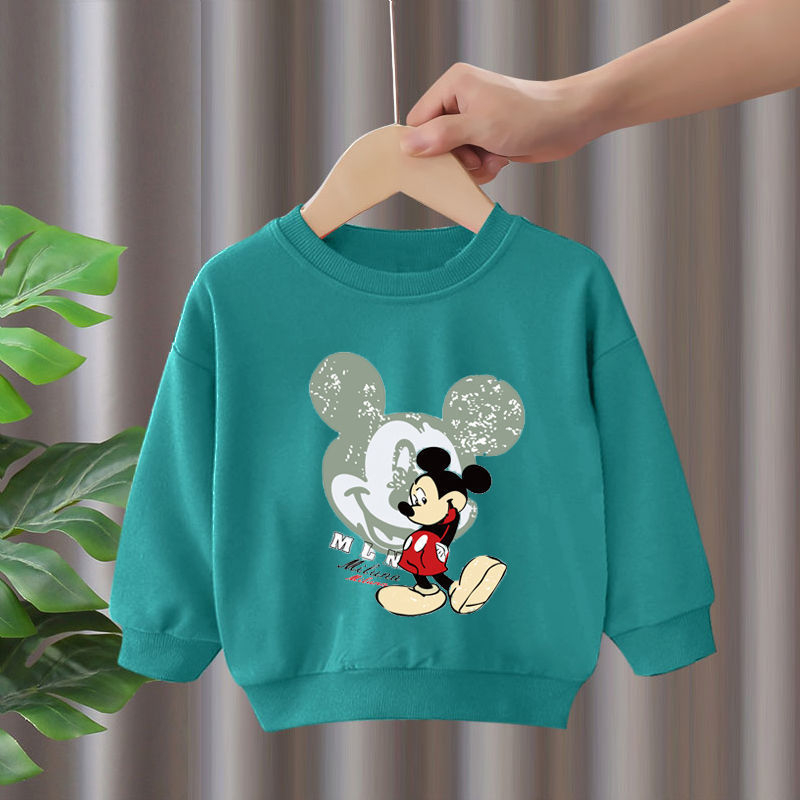Áo nỉ thu đông  dày tay hình mickey dễ thương chất da cá cho bé