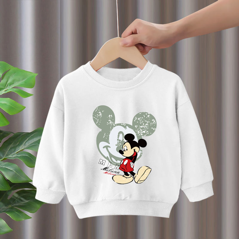 Áo nỉ thu đông  dày tay hình mickey dễ thương chất da cá cho bé