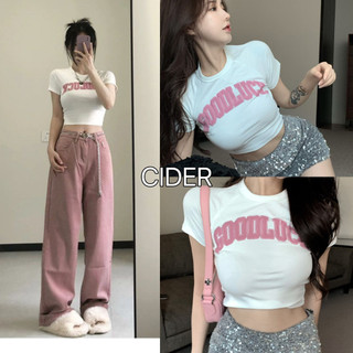 Áo Thun Croptop Goodluck Chữ Hồng Ôm Body