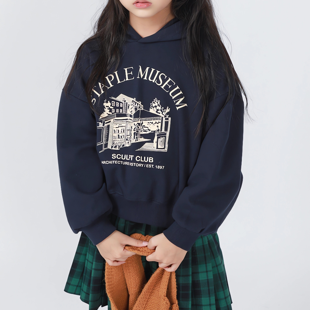 Áo hoodie nỉ dành cho bé in hình STAPLE CLUB BT219