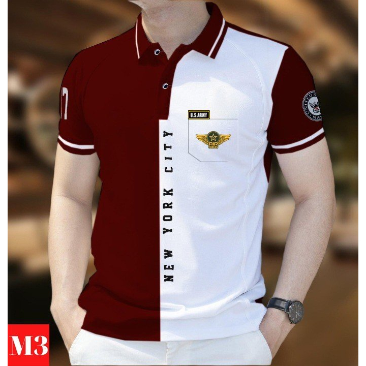 Mẫu 19 , Áo PoLo Họa Tiết Hoa Văn Tay Ngắn In Hình Phong Cách Mỹ , Chất Liệu Vải Mát , Thời Trang Mùa Hè Dành Cho Nam