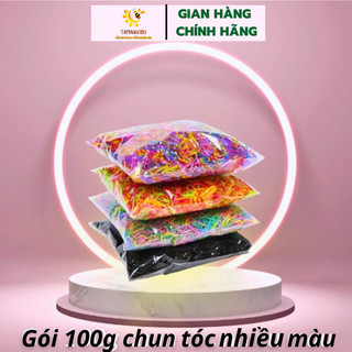 Gói 100g Chun Buộc Tóc Nhiều Màu Siêu Dai, Phụ Kiên Cột Tóc Cho Bé