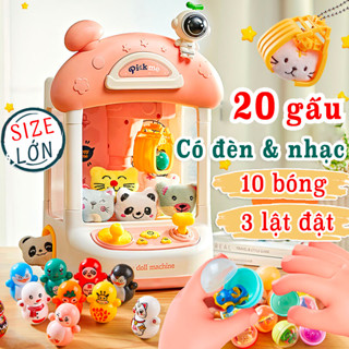 Máy gắp thú mini cho bé kèm gấu bông, đồ chơi gắp gấu bông có đèn và nhạc cho bé