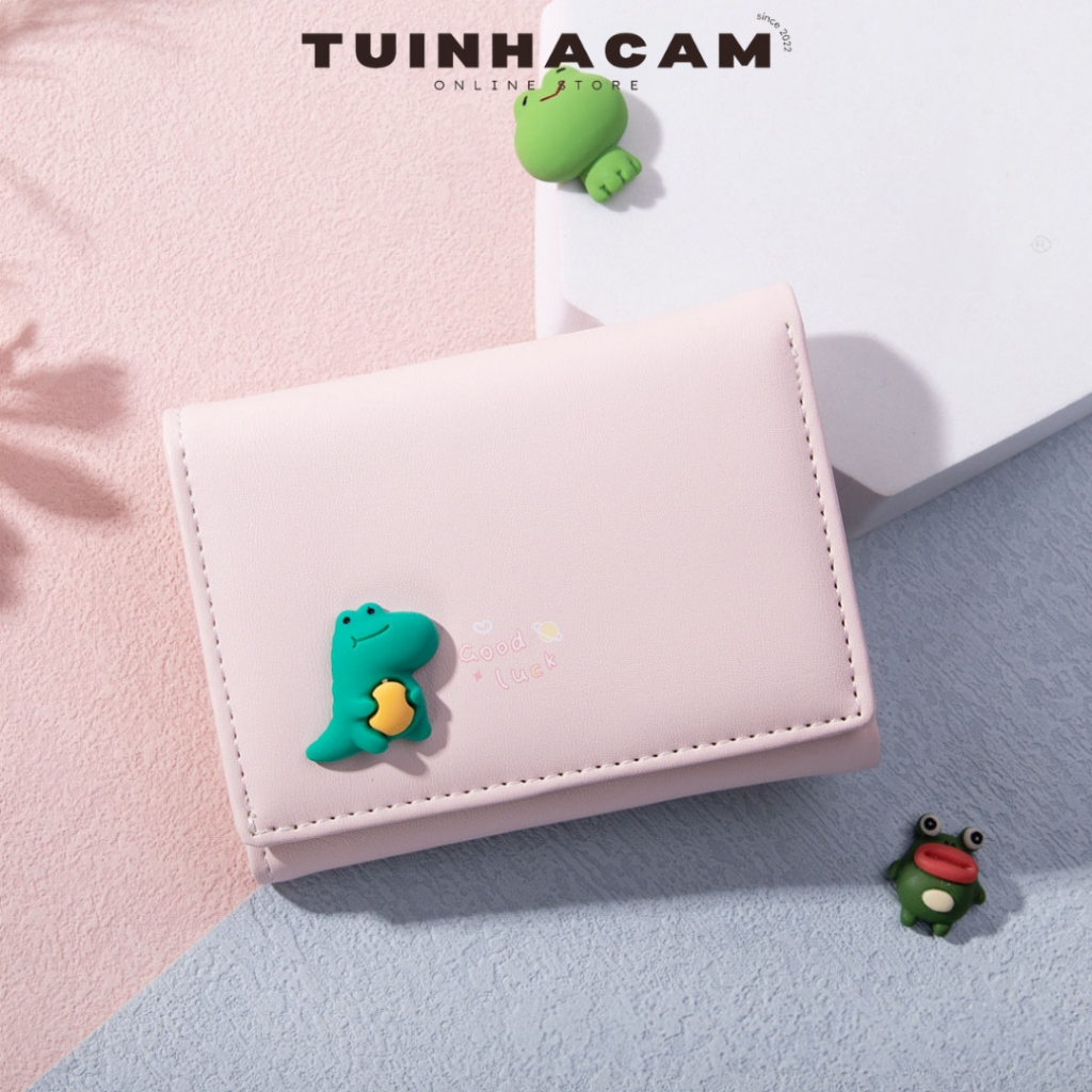 Ví nữ mini nhiều ngăn Tuinhacam ví ngắn gập ba bằng da PU in hình dễ thương - TNC022