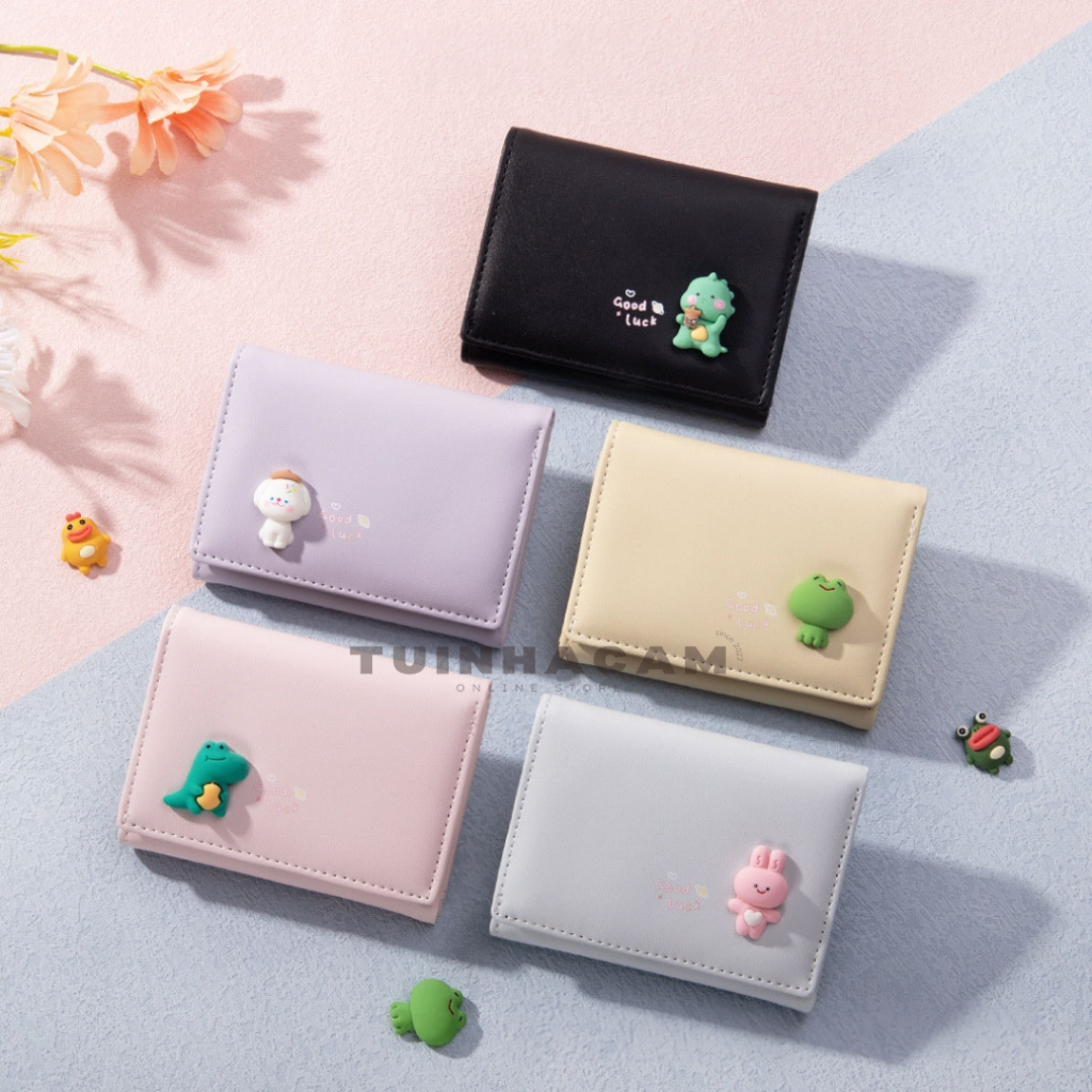 Ví nữ mini nhiều ngăn Tuinhacam ví ngắn gập ba bằng da PU in hình dễ thương - TNC022