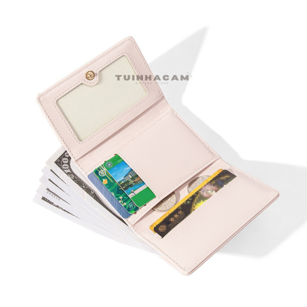 Ví nữ mini nhiều ngăn Tuinhacam ví ngắn gập ba bằng da PU in hình dễ thương - TNC022