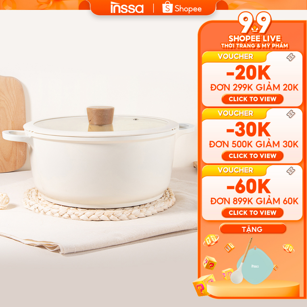 24cm nồi canh chảo chống dính chảo gia dụng bếp ga cảm ứng sữa nồi gốm chảo rán