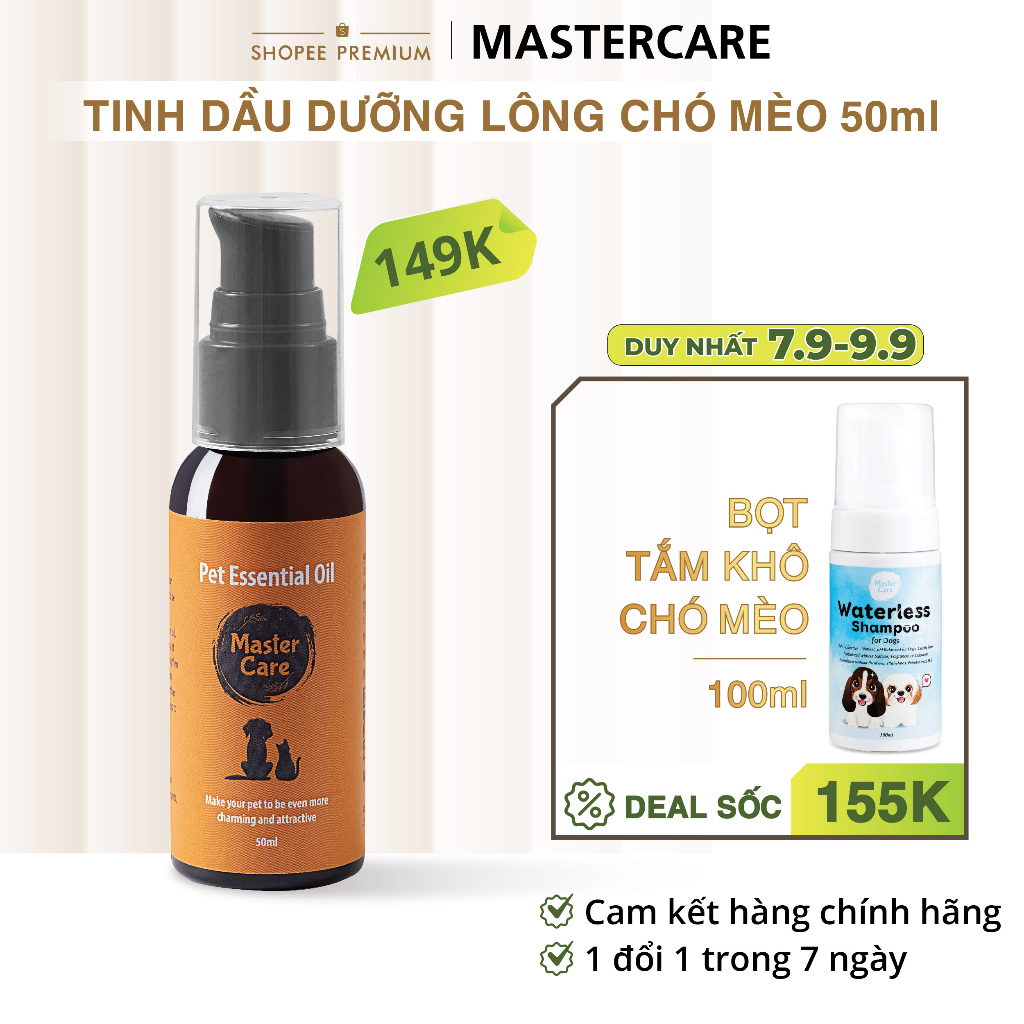 Tinh Dầu Dưỡng Lông Thú Cưng MASTERCARE FOR PET Xịt Khử Mùi Chó Mèo Phục Hồi Lông Bị Hư Tổn Kích Thích Mọc Lông 50ml