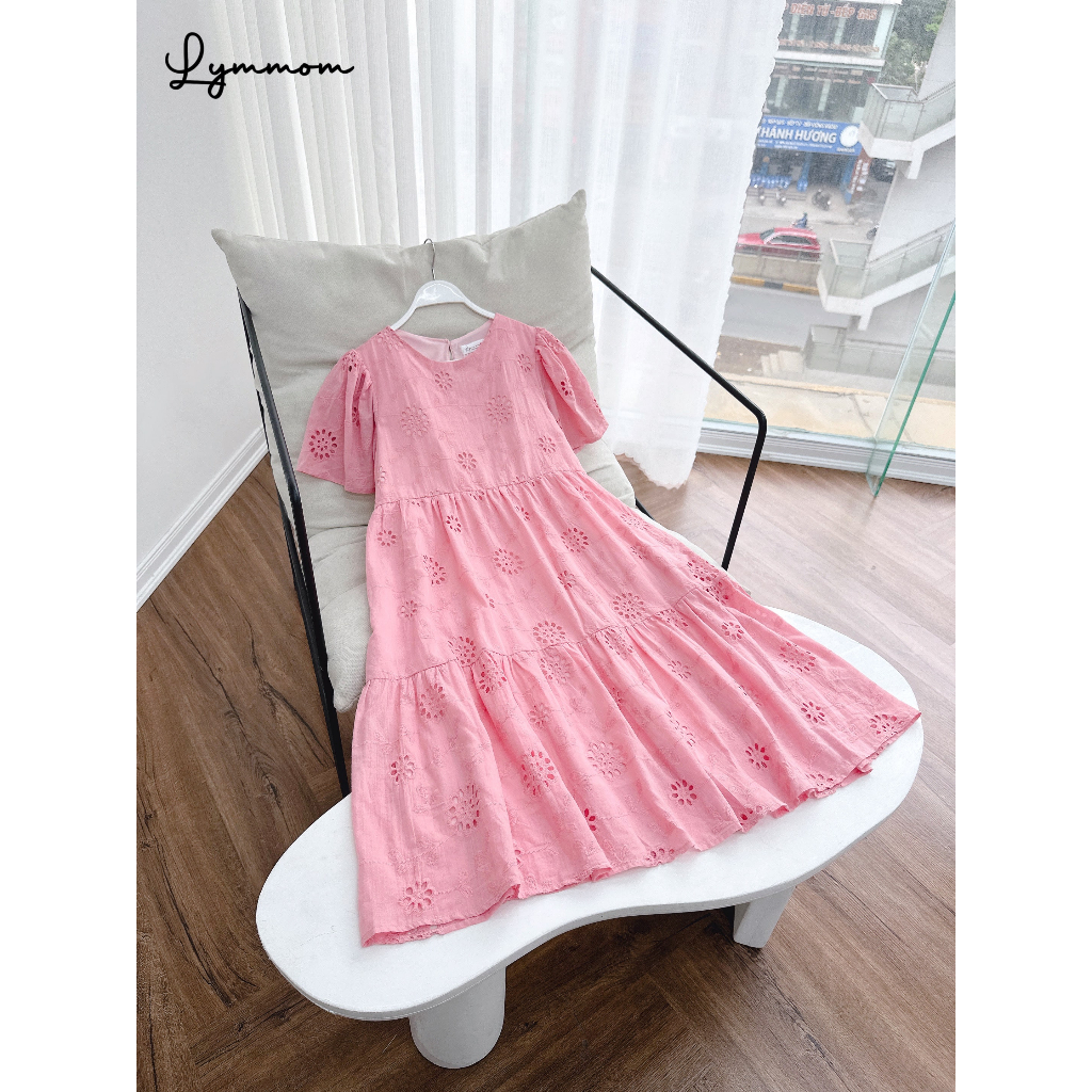 Đầm Bầu Thiết Kế LYMMOM Tay Cộc Dáng Váy Suông Chất Liệu Thô Thêu Cao Cấp Đi Chơi, Đi Tiệc, Công Sở VB007