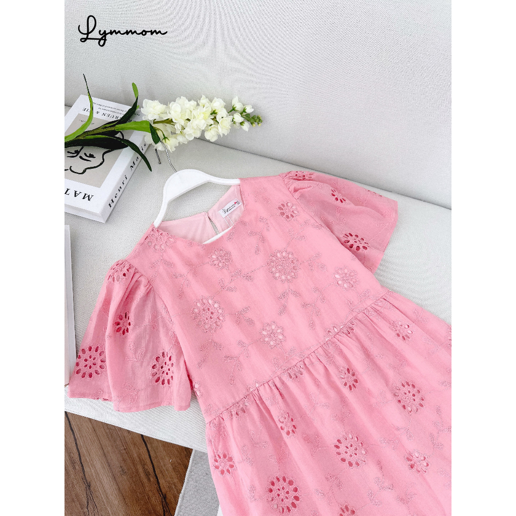 Đầm Bầu Thiết Kế LYMMOM Tay Cộc Dáng Váy Suông Chất Liệu Thô Thêu Cao Cấp Đi Chơi, Đi Tiệc, Công Sở VB007