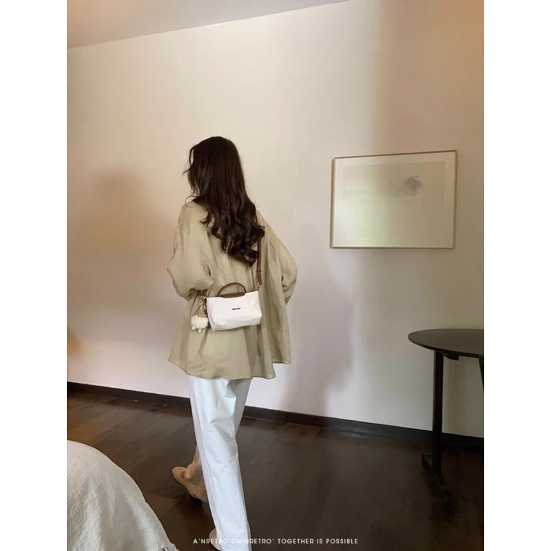 🔥Túi xách đeo chéo nữ CHIO 2ND CROSSBAG chất vải chống thấm dày dặn màu kem phối nâu size 19 cm