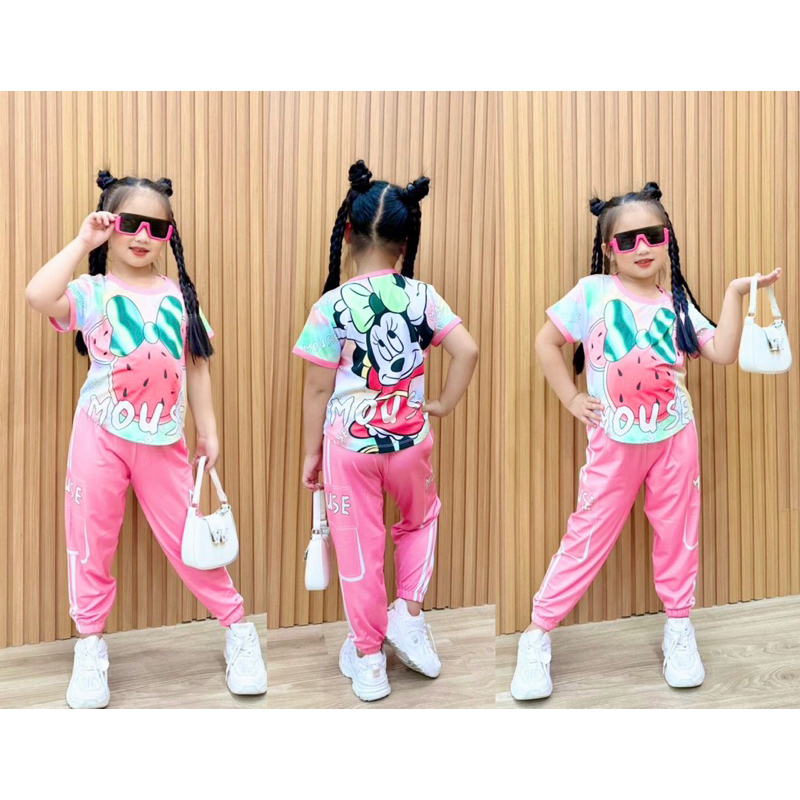 Bộ 3d thun lạnh cho bé gái tay ngắn quần dài dài tay thu đông size nhí đại từ 9 đến 40kg