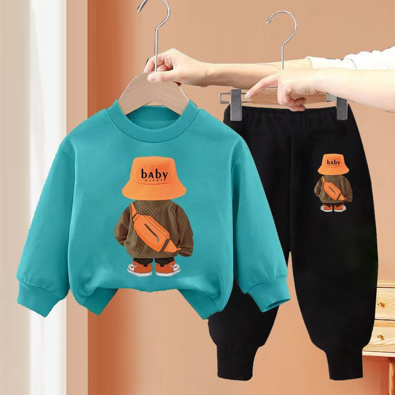 Bộ thu đông dài tay gấu baby đội mũ 3 màu cho bé trai bé gái