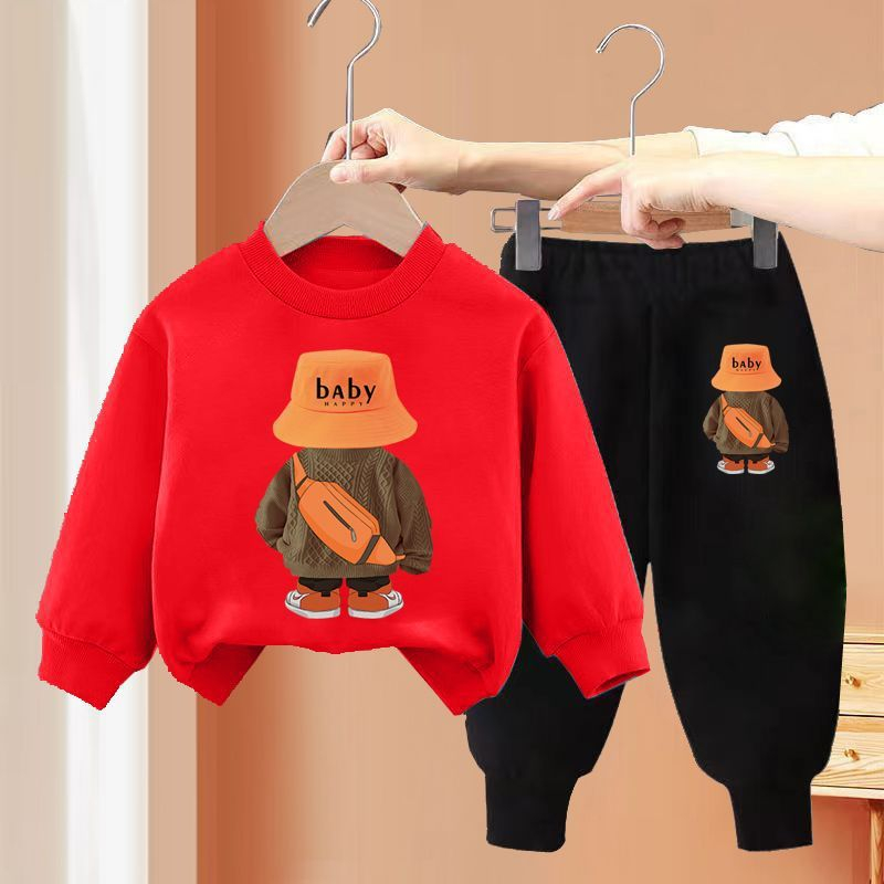 Bộ thu đông dài tay gấu baby đội mũ 3 màu cho bé trai bé gái