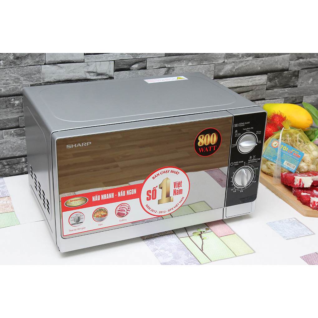 Lò vi sóng Sharp R-203VN-M 20 lít, không nướng, mặt gương siêu đẹp, chính hãng, bảo hành 12 tháng