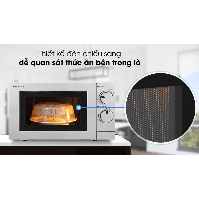 Lò vi sóng Sharp R-207VN-SL 20 lít, không nướng, mặt bạc, chính hãng, bảo hành 12 tháng