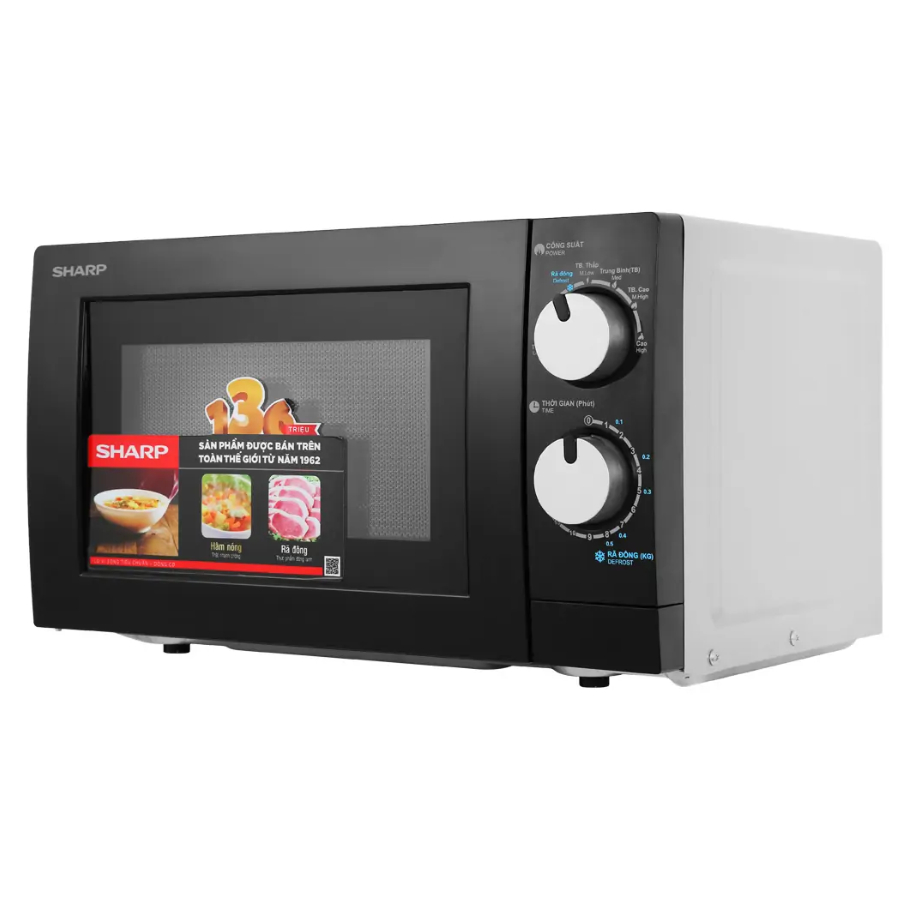 Lò vi sóng Sharp R-208VN-WS 20 lít, không nướng, mặt đen, chính hãng, bảo hành 12 tháng