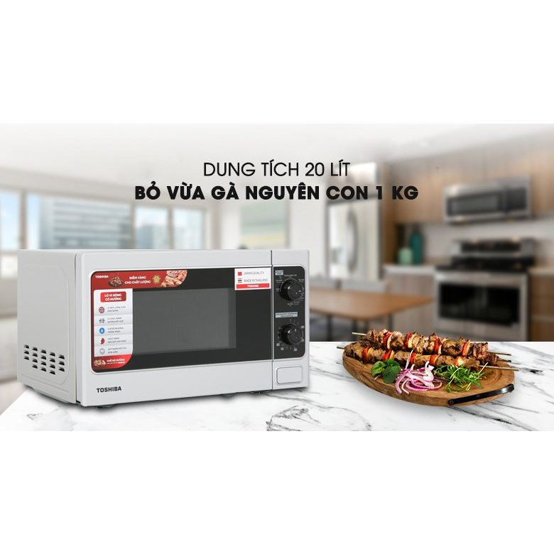 Lò vi sóng Toshiba ER-SGM20VN 20lít, có nướng, nhập khẩu Thái Lan, chính hãng, bảo hành 12 tháng