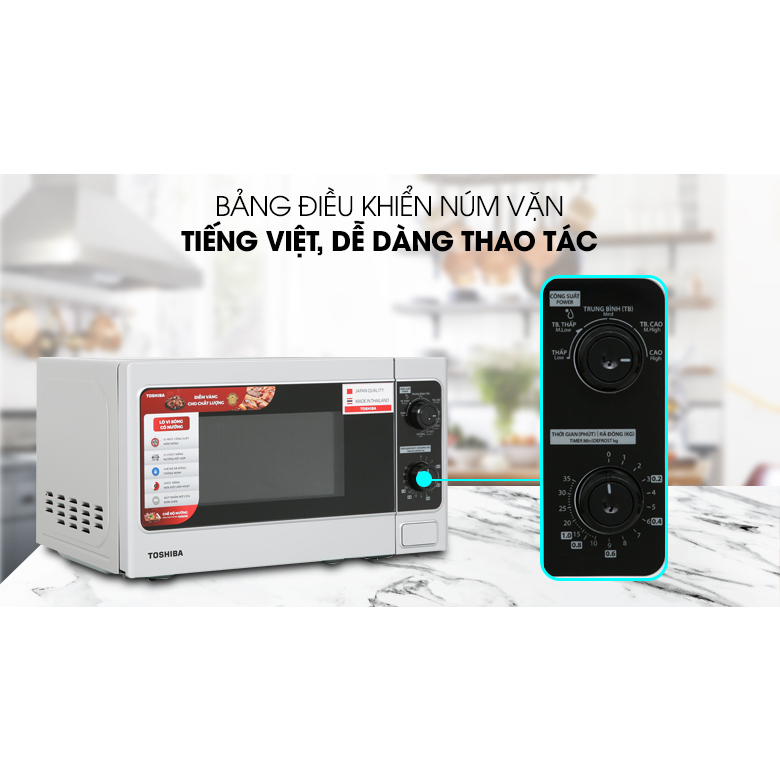 Lò vi sóng Toshiba ER-SGM20VN 20lít, có nướng, nhập khẩu Thái Lan, chính hãng, bảo hành 12 tháng