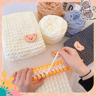 Set nguyên liệu đan khăn bông sữa mềm mại bằng khung loom có hướng dẫn