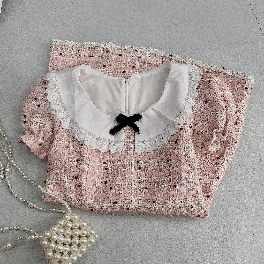 Váy dạ tweed có lót trong pinkdress