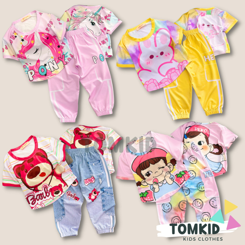 Đồ bộ cho bé gái đồ TAY NGẮN QUẦN dài cho bé gái thun lạnh chính phẩm loại 1 co giãn không nhão vải 9-42kg Tomkids