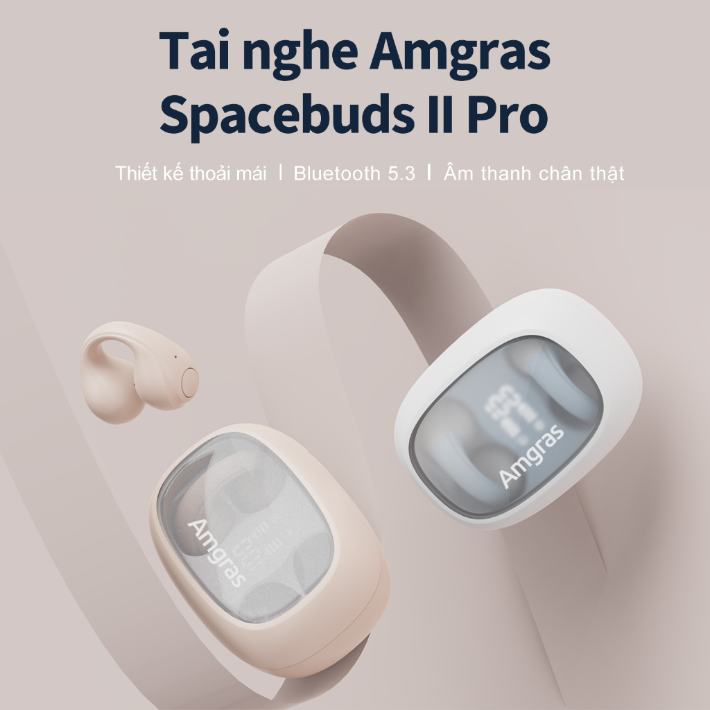 Tai nghe Amgras Future Spacebud II Pro 3C31, bluetooth earphone, dẫn truyền xương, không dây, nhét tai, nghe nhạc