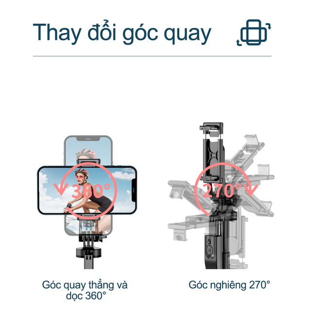 Gậy selfie, Tripod Chống Rung, Gimbal Amgras Tripod S01 Pro 3C39, Chân đế đứng