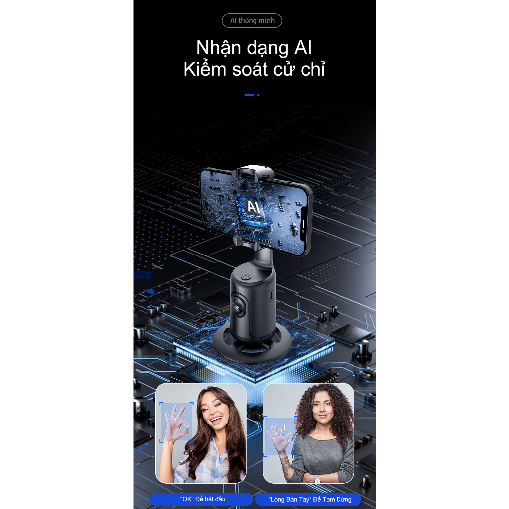Gimbal Điện Thoại Amgras AILink II Pro 3C37 Giá Đỡ Điện Thoại Theo Dõi Khuôn Mặt