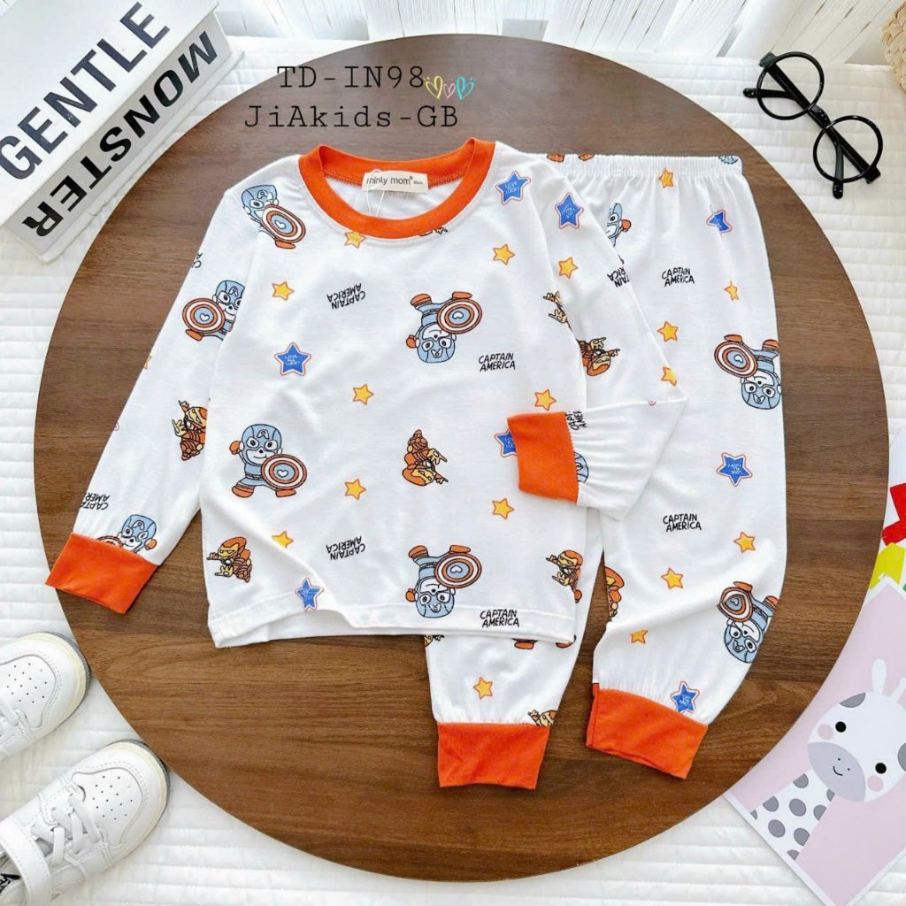 Bộ Dài Tay Thun Lạnh MINKY MOM In Hình Động Vật Dễ Thương Cho Bé cho bé 0 - 6 tuổi