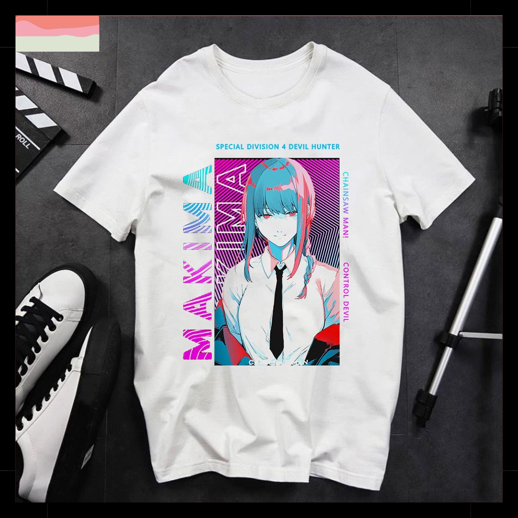 Áo Thun Chainsaw Man, Áo Anime Pochita, Makima, Denji hình in cực ngầu, Chất liệu cotton co dãn thoáng mát