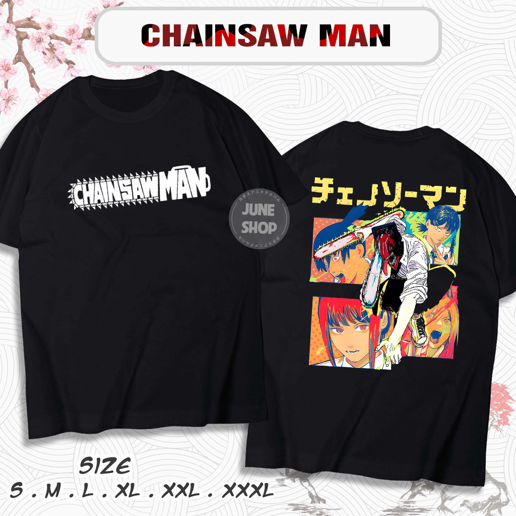 Áo Thun Chainsaw Man, Áo Anime Pochita, Makima, Denji hình in cực ngầu, Chất liệu cotton co dãn thoáng mát