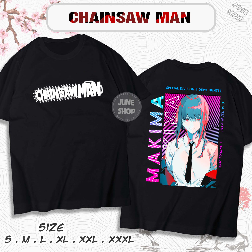 Áo Thun Chainsaw Man, Áo Anime Pochita, Makima, Denji hình in cực ngầu, Chất liệu cotton co dãn thoáng mát
