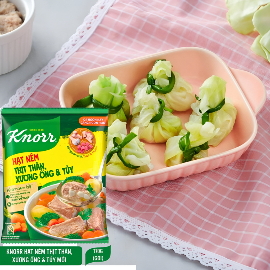 Hạt Nêm Knorr Thịt Thăn Xương Ống, Bột Canh Nấm Hương Organic Chính Hãng