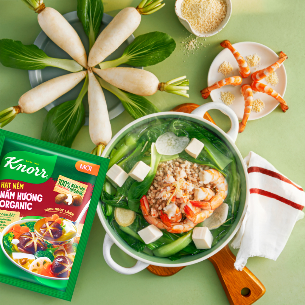 Hạt Nêm Knorr Thịt Thăn Xương Ống, Bột Canh Nấm Hương Organic Chính Hãng